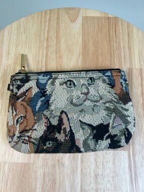 No Brand Name Tapestry Coin Purse Cat / Kitten Design with Zipper